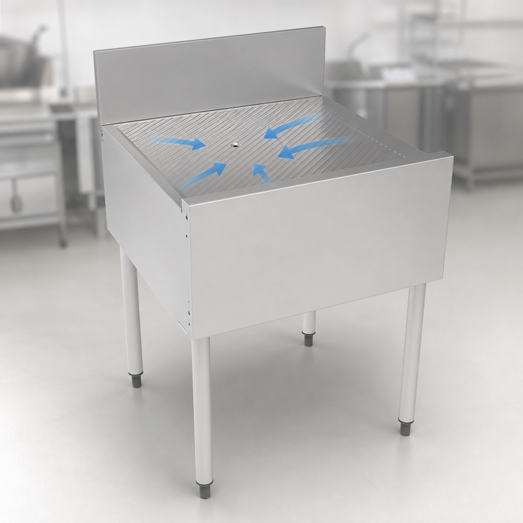 Product image #4 for Top Shelf TSF28DB 28-Inch Stainless Steel Free-Standing Underbar Drainboard with 6-Inch Backsplash