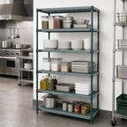Thumbnail image #3 for Quantum WR74-1848WPM-5 5-Tier Wire Plastic Mat Shelving Unit, 48 x 18 x 74 Inches, Stationary, Green Epoxy Antimicrobial