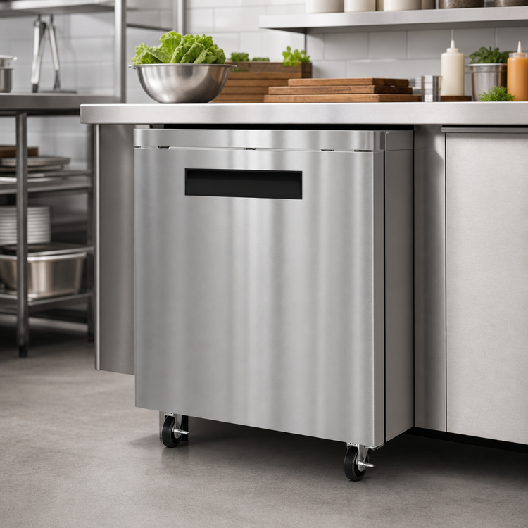 Product image #4 for Koolmore 27-Inch One-Section Undercounter Reach-In Refrigerator with Solid Hinged Stainless Steel Door, 5 Cu. Ft.