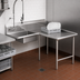 Thumbnail image #3 for John Boos Pro-Bowl L-Shaped Island Soiled Dishtable with Pre-Rinse Sink Bowl, 60 x 48 in, Right-to-Left