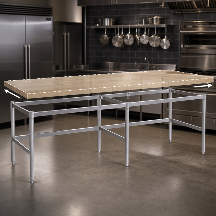 Product image #3 for John Boos Stainless Steel Baker's Table Frame for 120"W x 60"D Wood Top