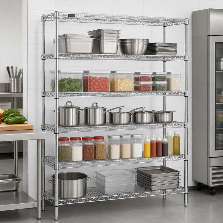 Product image #3 for Eagle Redi-Pak 5-Tier Stationary Wire Shelving Unit, 48 x 18 x 63 Inches, Hybrid Epoxy Finish