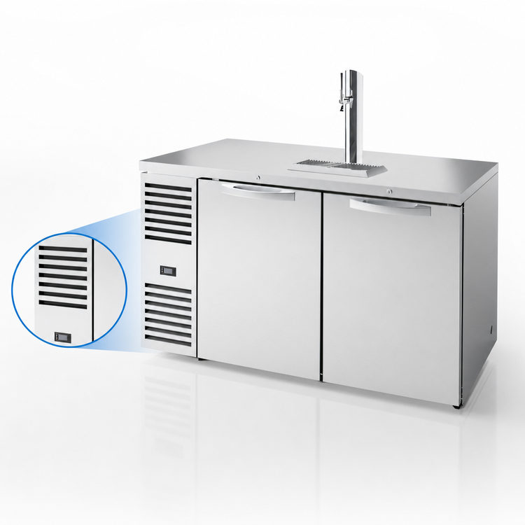 Product image #3 for 60-Inch Two-Section Refrigerated Draft Bar Cooler with Single-Faucet Beer Column