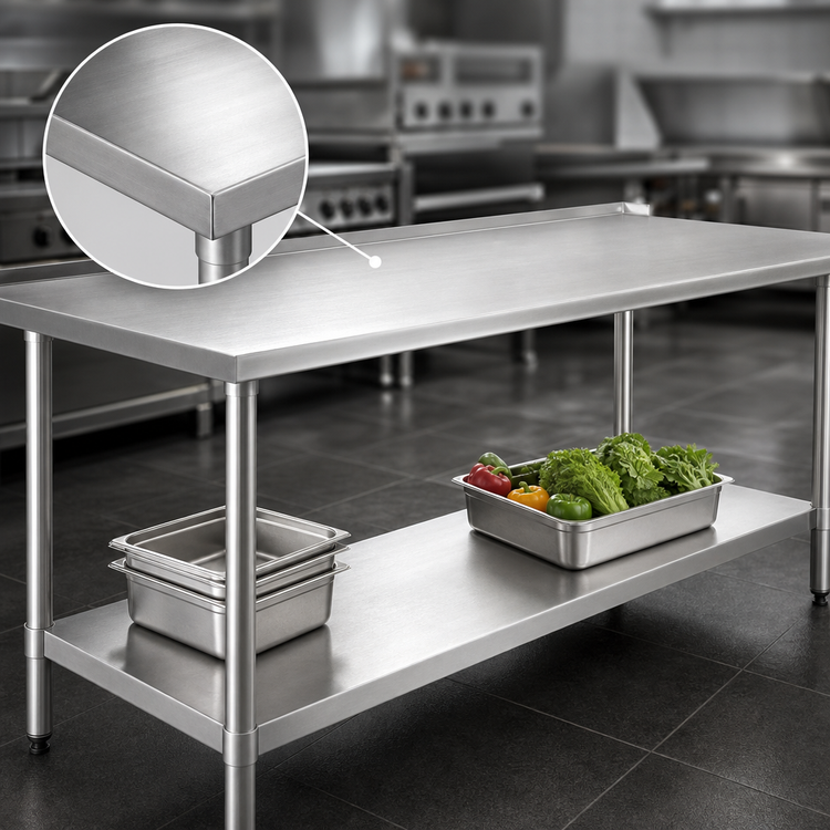 Product image #3 for Spec-Master 60-Inch x 36-Inch Stainless Steel Work Table with 1-1/2-Inch Rear Up-Turn and Adjustable Undershelf