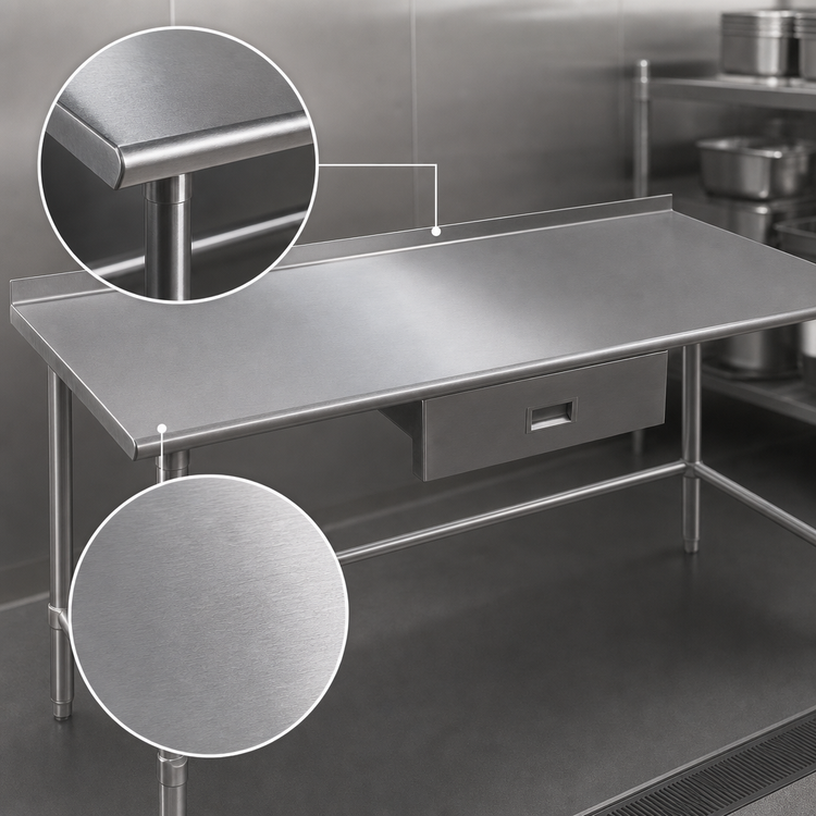 Product image #3 for Eagle Deluxe Series Stainless Steel Work Table with Rear Upturn, 60 x 24 Inches