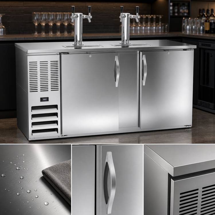 Product image #3 for Beverage-Air DD68HC-S 68-Inch Wide Direct Draw Beer Dispenser with Solid Doors and Dual Faucet Towers