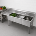 Thumbnail image #3 for BK Resources Three-Compartment Stainless Steel Sink with Left Drainboard, 24 x 24 x 14 Inch Bowls