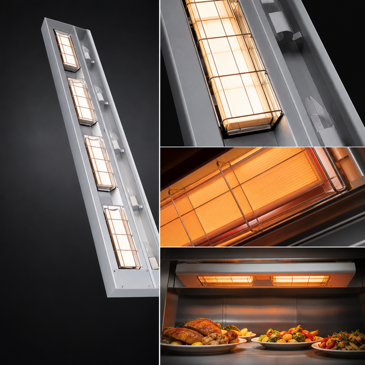 Product image #3 for Hatco Ultra-Glo 42-Inch Double Ceramic Infrared Food Warmer with Aluminum Housing and 6-Inch Spacer
