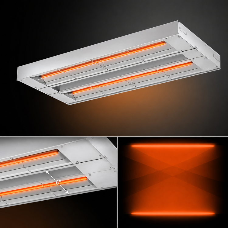 Product image #3 for Hatco Glo-Ray 54-Inch Double Unlighted Infrared Strip Heater, 1850W, Aluminum