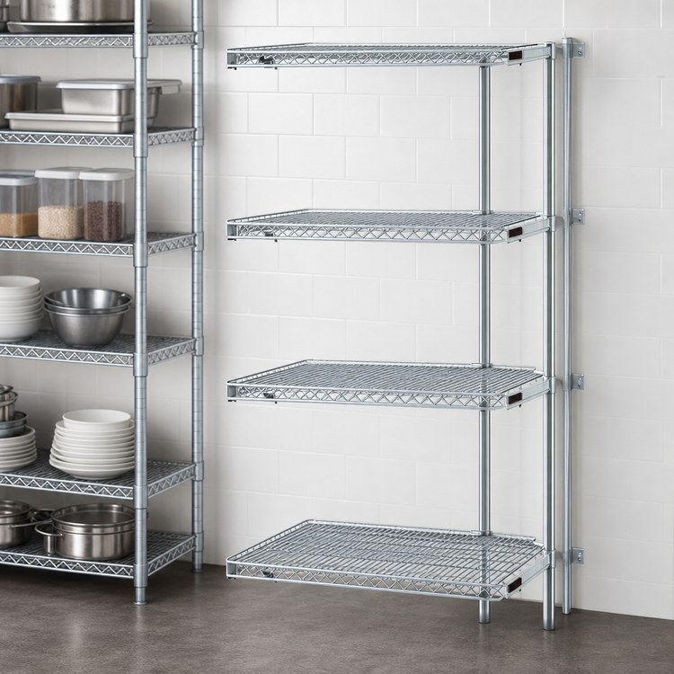 Product image #3 for EAGLEbrite 4-Tier Add-On Wire Shelving Unit, 60 x 18 x 63 Inches, Zinc Finish