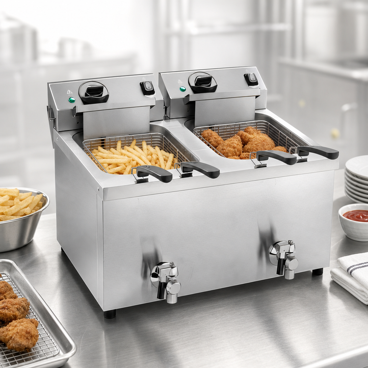 Product image #3 for Vollrath 10 lb Double-Well Countertop Electric Fryer, 208-240V