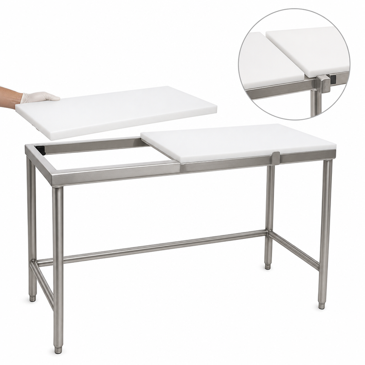 Product image #3 for Eagle Group Poly Top Cutting Table with Stainless Steel Tubular Base, 72 x 30 x 34-1/2 Inches