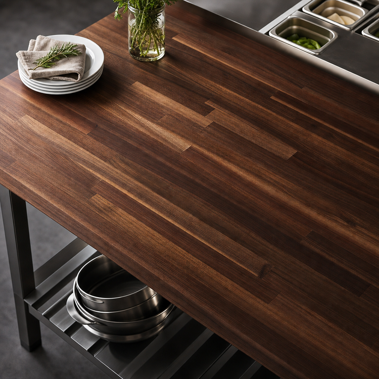 Product image #3 for Boos Block American Black Walnut Blended Edge Grain Kitchen Countertop, 144 x 42 x 1-1/2 Inch, Penetrating Oil Finish