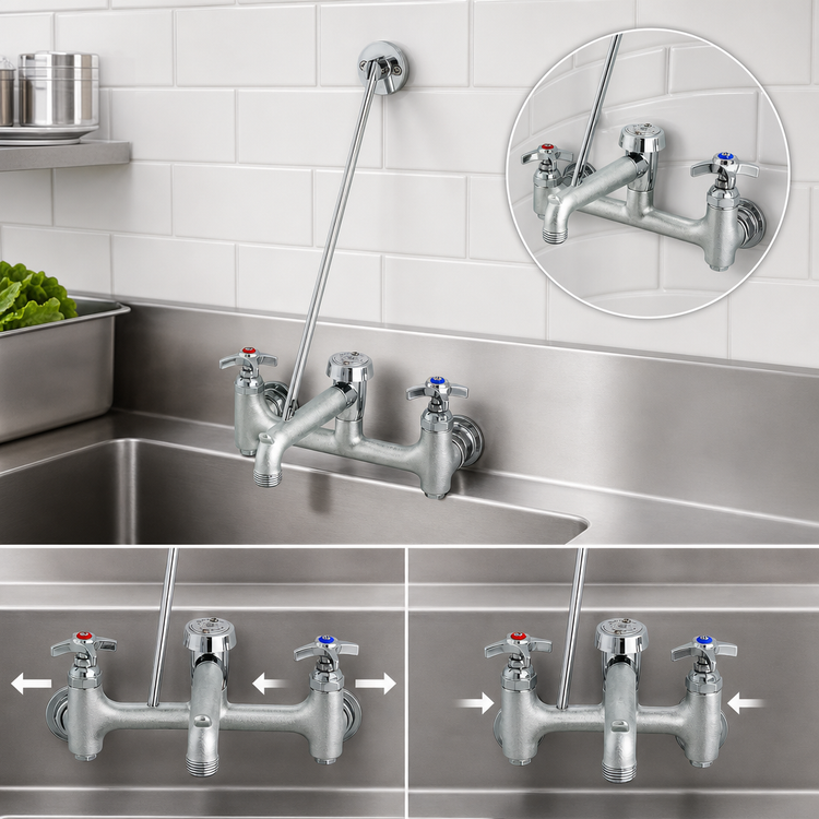 Product image #3 for Chrome-Plated Brass Service Sink Mixing Faucet with 8-Inch Adjustable Centers