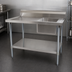 Thumbnail image #3 for BK Resources 48-Inch x 30-Inch 18/304 Stainless Steel Sink Table with Right-Side Prep Sink and 6-Inch Riser