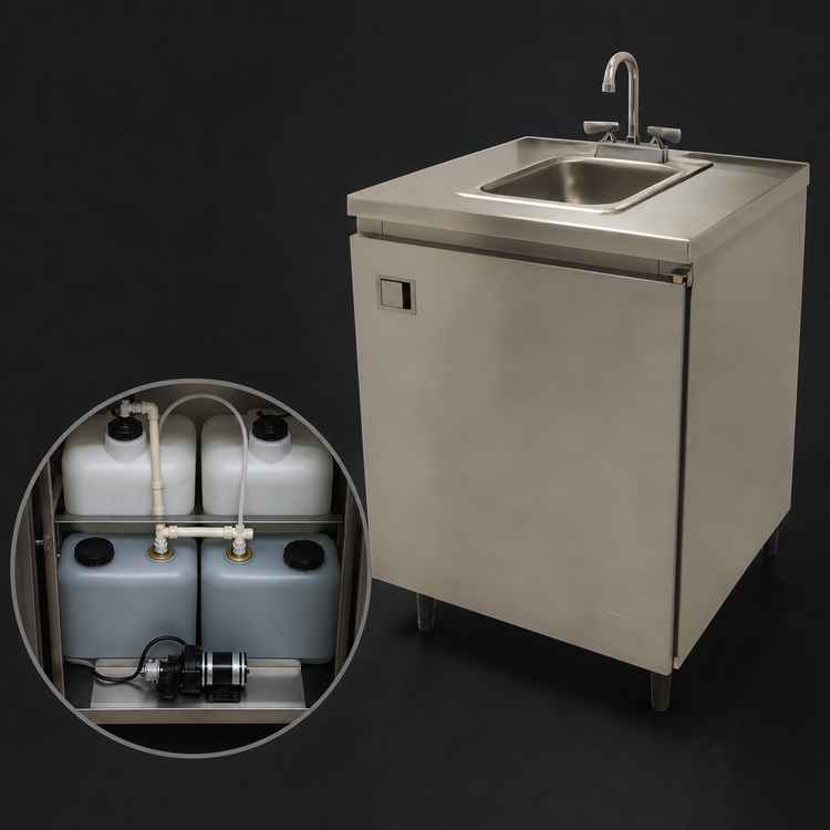 Product image #3 for Advance Tabco 31-Inch Self-Contained Mobile Hand Sink with Hot & Cold Water