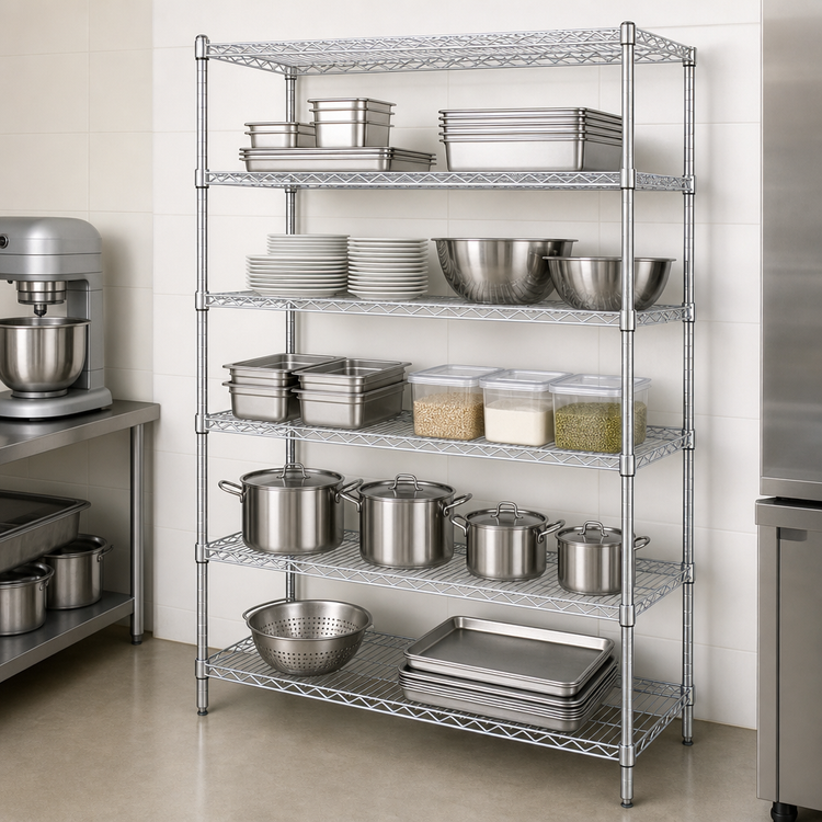 Product image #3 for Quantum 72"W x 30"D x 86"H 5-Shelf Stainless Steel Wire Shelving Starter Kit