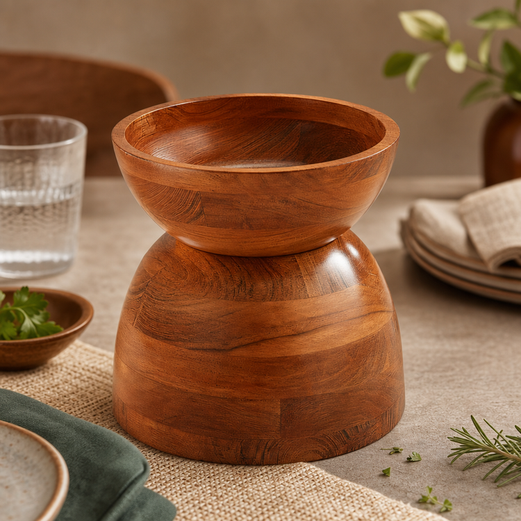 Product image #3 for American Metalcraft Loft Collection Hourglass Acacia Wood Bowl Set, Natural Finish