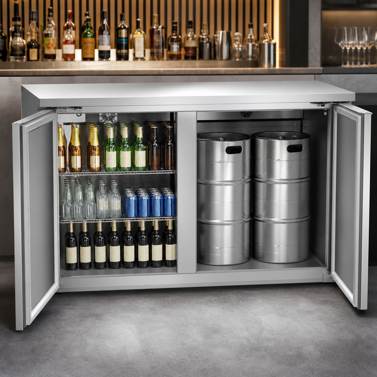 Product image #3 for Beverage Air Two-Section Solid Door Back Bar Refrigerator, 58-Inch Wide, Self-Contained R290