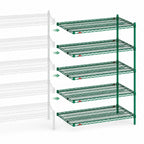 Thumbnail image #4 for Metro Super Erecta 5AN577K3 Add-On Wire Shelving Unit, 72W x 24D x 74H, 5 Shelves, Green Epoxy Finish with Microban