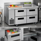 Thumbnail image #3 for Hoshizaki Steelheart WLR60B-D4 60-Inch Two-Section Worktop Refrigerator with 4 Drawers, Stainless Steel, Self-Contained Refrigeration