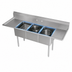 Thumbnail image #3 for Omcan 62-Inch Wide 3-Compartment Pot Sink with Left & Right Drainboards