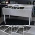 Thumbnail image #3 for BK Resources 48-Inch Three-Compartment Stainless Steel Underbar Sink with Right Drainboard and Faucet