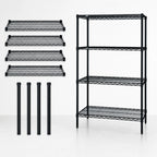Thumbnail image #3 for Quantum WR74-2148BK 48"W x 21"D x 74"H Black Epoxy Wire Shelving Starter Unit with 4 Shelves and 4 Posts