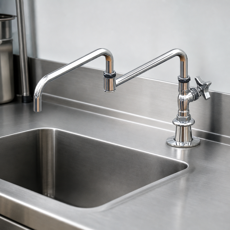 Product image #3 for T&S Brass Big-Flo Single-Temperature Deck Mount Pot & Kettle Sink Faucet with 24-Inch Double-Jointed Swing Nozzle
