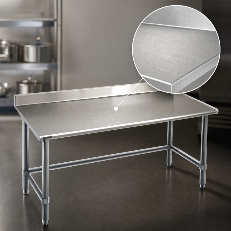 Product image #3 for Budget Series 48-Inch x 30-Inch 430 Stainless Steel Work Table with 4-1/2-Inch Backsplash and Tubular Base