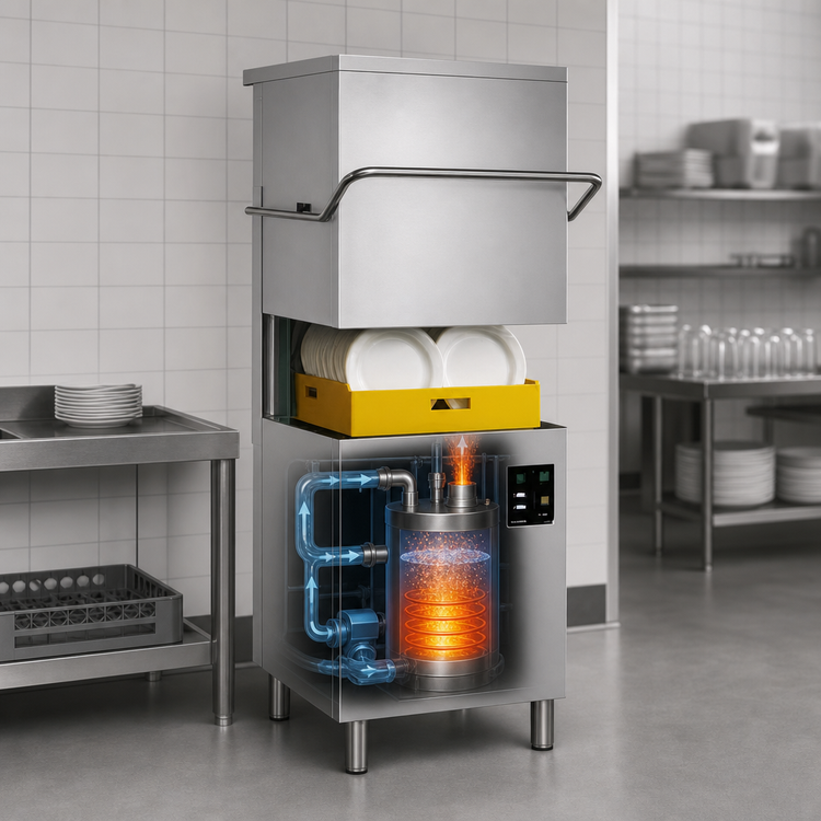 Product image #3 for Jet-Tech F-22/C High Temperature Door-Type Dishwasher with Built-In Booster, 52 Racks/Hour