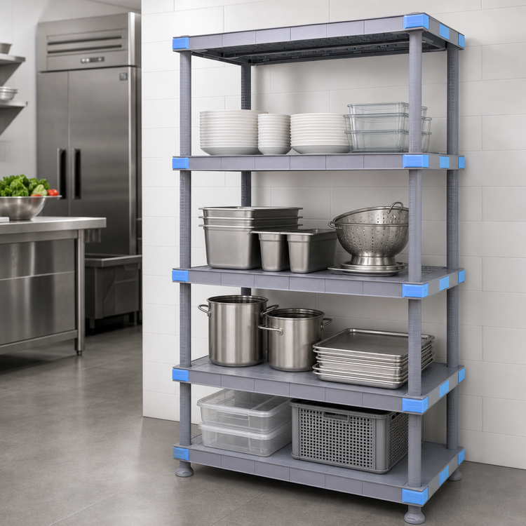 Product image #3 for Quantum Millenia 60"W x 24"D x 62"H Polymer Shelving Unit with 4 Solid Shelves