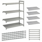 Thumbnail image #4 for Cambro Camshelving® Premium CPA183684S4PKG Solid 4-Tier Add-On Polymer Shelving Unit, 36" W x 18" D x 84" H, Speckled Gray