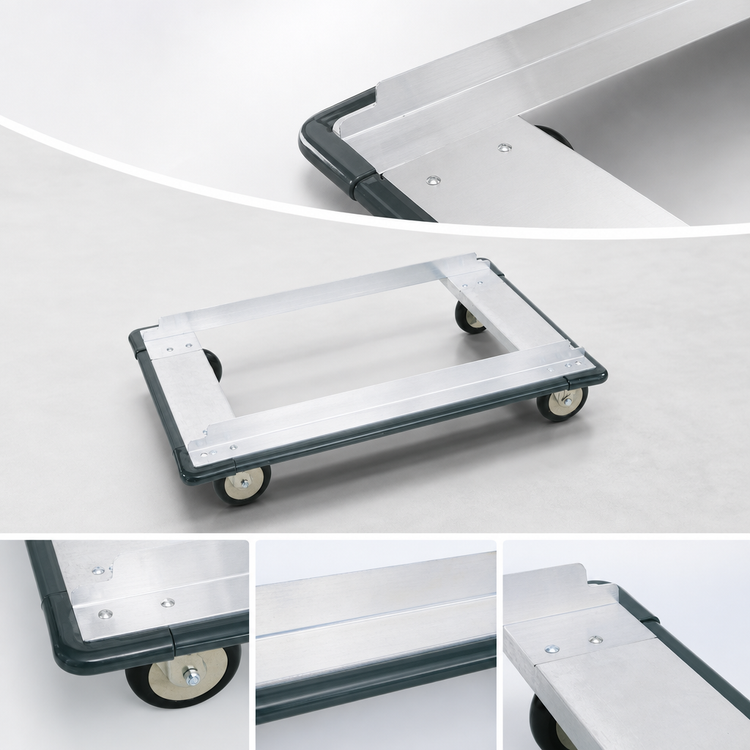 Product image #3 for Metro Super Erecta Aluminum Stock Truck Dolly, 60 x 24 Inches, Wraparound Bumper, With Casters