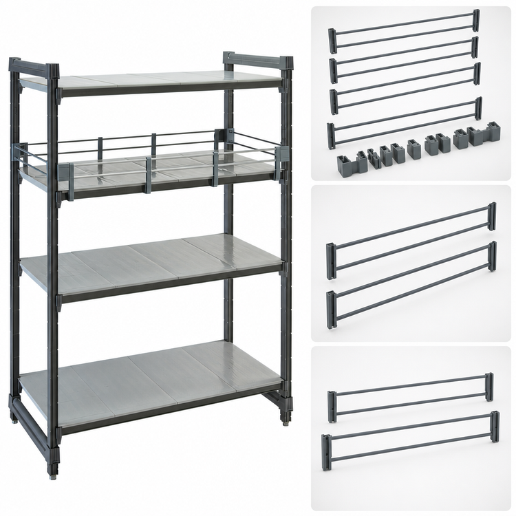 Product image #4 for Cambro Camshelving Elements 72-Inch x 14-Inch Full Shelf Rail Kit, Soft Gray