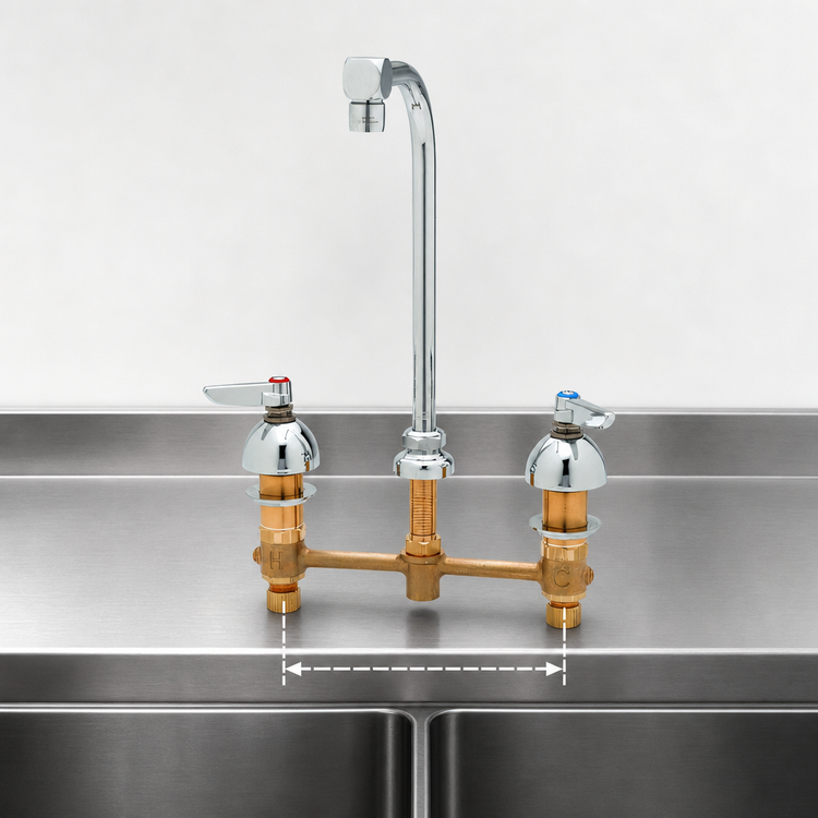 Product image #3 for T&S Brass B-2386 8-Inch Center Deck-Mount Lavatory Faucet with 5-1/2-Inch Swivel Gooseneck