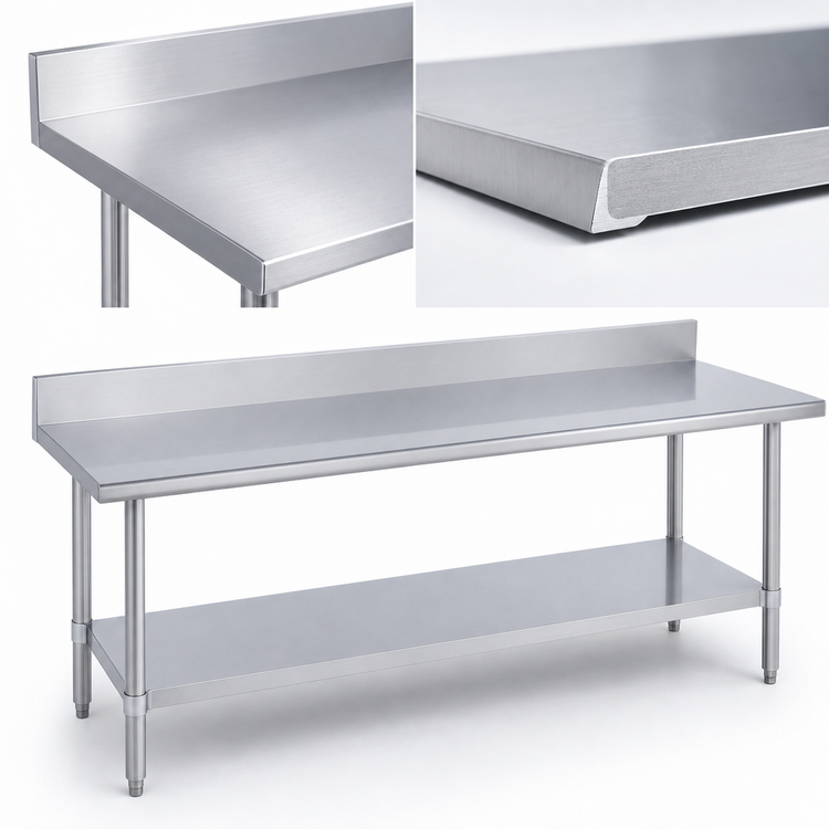 Product image #3 for Duke 120-Inch x 36-Inch Stainless Steel Work Table with 5-Inch Riser and Undershelf