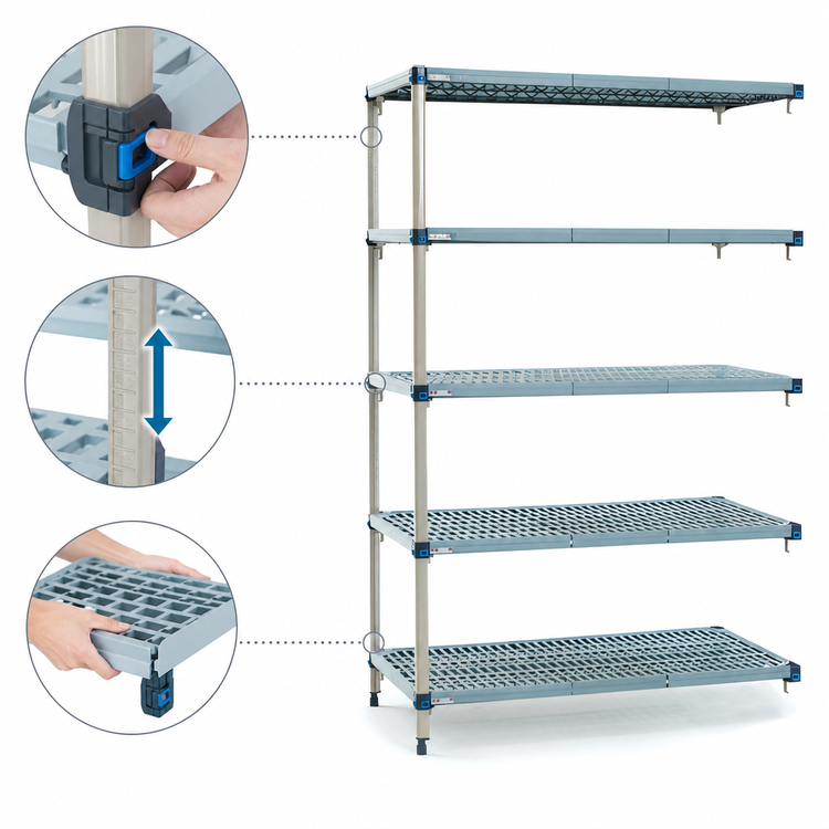 Product image #3 for MetroMax Q 30-Inch Wide x 18-Inch Deep x 74-Inch High Five-Shelf Add-On Polymer/Wire Shelving Unit