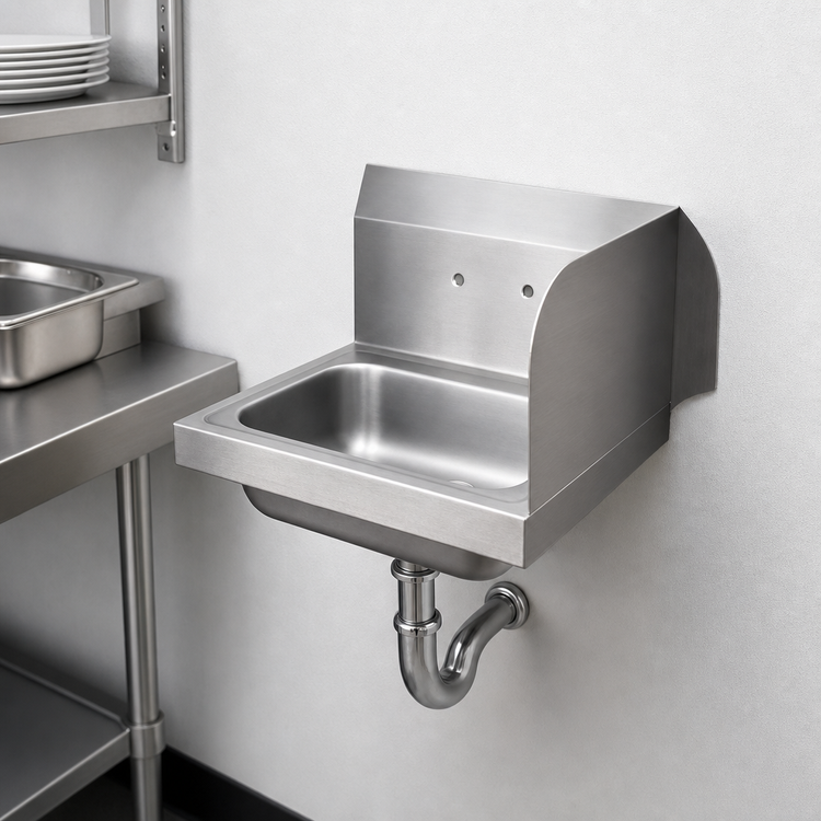 Product image #3 for John Boos Pro-Bowl Wall-Mount Stainless Steel Hand Sink with Right Side Splash, 14 x 10 x 5-Inch Bowl