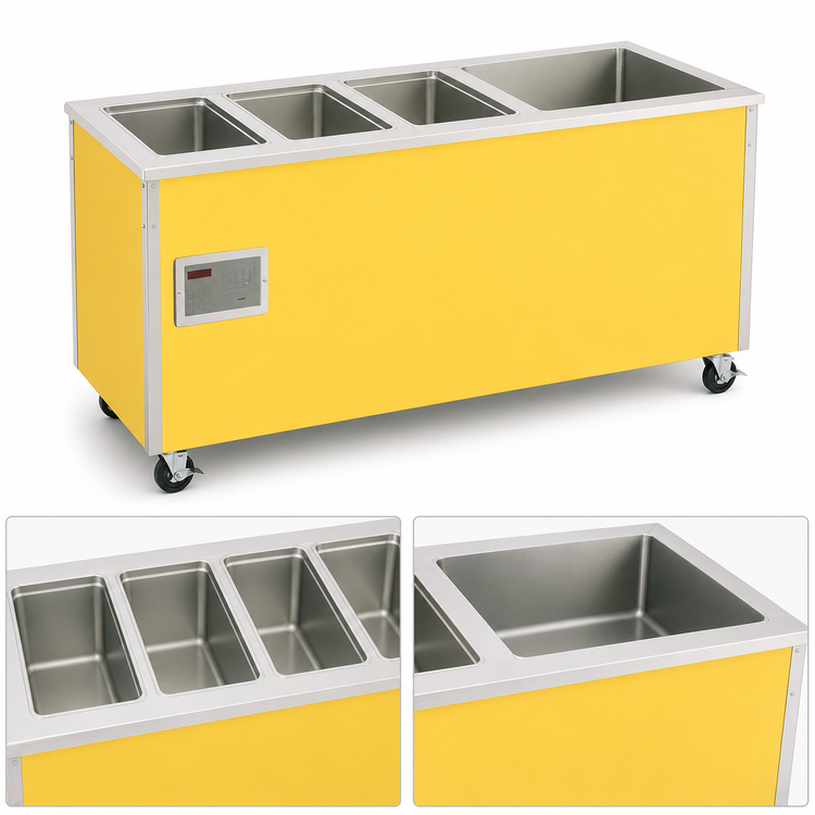 Product image #3 for Vollrath 4-Series Signature Server® Stainless Steel Non-Refrigerated Hot and Cold Buffet Station with 3 Hot Wells and 1 Ice-Cooled Cold Pan