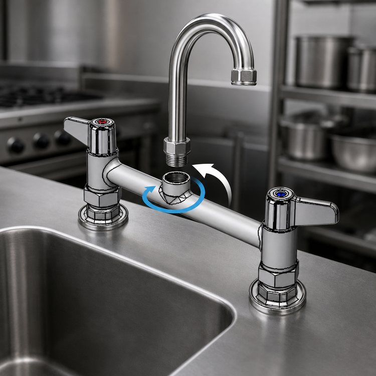 Product image #3 for Equip 8-Inch Deck Mount Mixing Faucet with Swivel Outlet, Less Nozzle