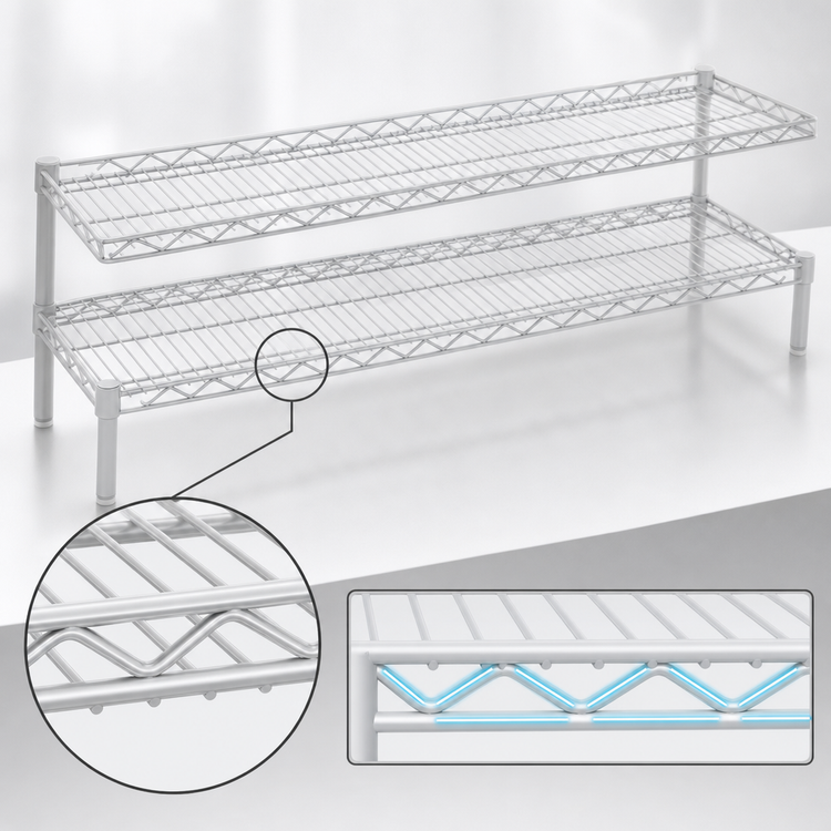 Product image #3 for QuadTruss 2-Tier Front Case Cantilevered Wire Shelving Unit, 30 x 14 x 14 Inches, White Epoxy