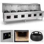 Thumbnail image #3 for Town Equipment MasterRange MF-6-SS 6-Section Gas Wok Range with Flue, Stainless Steel Deck & Sides, Brick-Lined Cast Iron Chambers