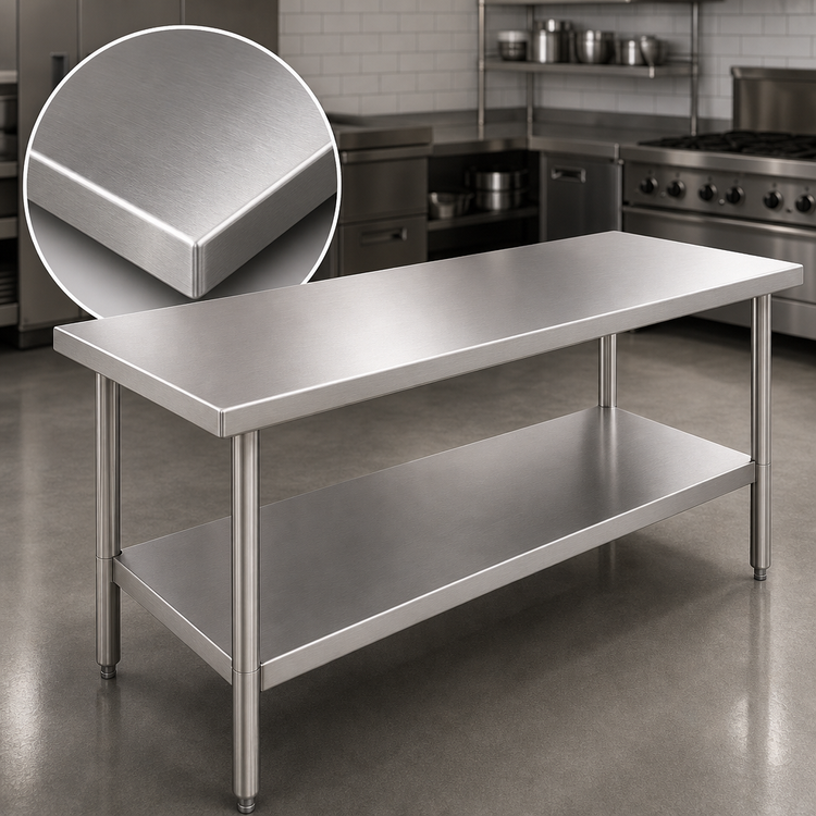 Product image #3 for John Boos Stallion 72 Inch x 18 Inch Stainless Steel Top Work Table with Adjustable Undershelf