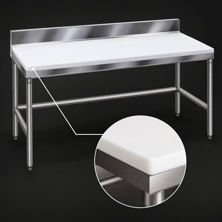 Product image #3 for Advance Tabco Poly-Vance Poly-Top Work Table with 6-Inch Backsplash, 60 x 30 Inches, 5/8-Inch Thick Top