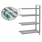 Thumbnail image #3 for Cambro Camshelving® Elements EXA182464V4480 4-Tier Vented Polymer Shelving Add-On Unit, 18 x 24 x 64 in, Gray, 2,400-lb Capacity