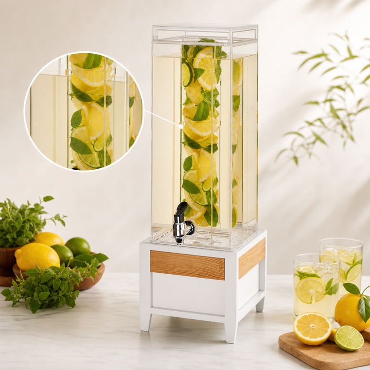 Product image #3 for Cal-Mil Monterey 3 Gallon White Beverage Dispenser with Infusion Chamber and Drip Tray