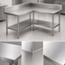 Thumbnail image #3 for John Boos L-Shaped Stainless Steel Corner Work Table with 5-Inch Backsplash and Adjustable Undershelf