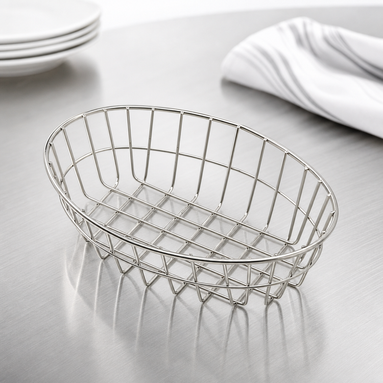 Product image #3 for American Metalcraft Stainless Steel Oblong Grid Serving Basket, 9 x 6 x 2.5 Inches