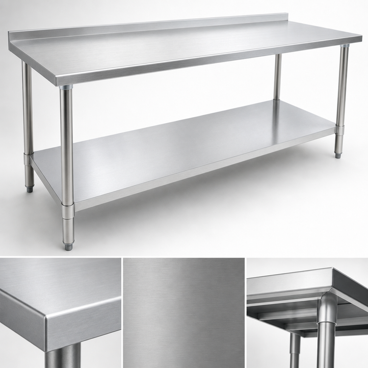 Product image #3 for Deluxe Series 144-Inch x 24-Inch Stainless Steel Work Table with Rear Upturn and Adjustable Undershelf
